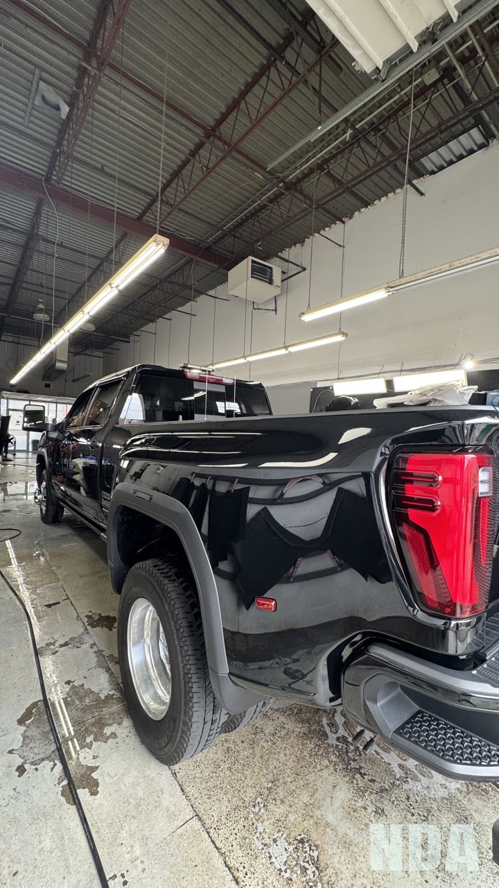 Tape off, ceiling strips in the paint, GMC Sierra 3500HD